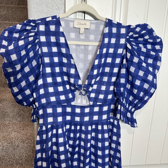 CLEOBELLA Morina Ankle Maxi Dress in Painterly Gingham Blue Medium - Picture 3 of 9